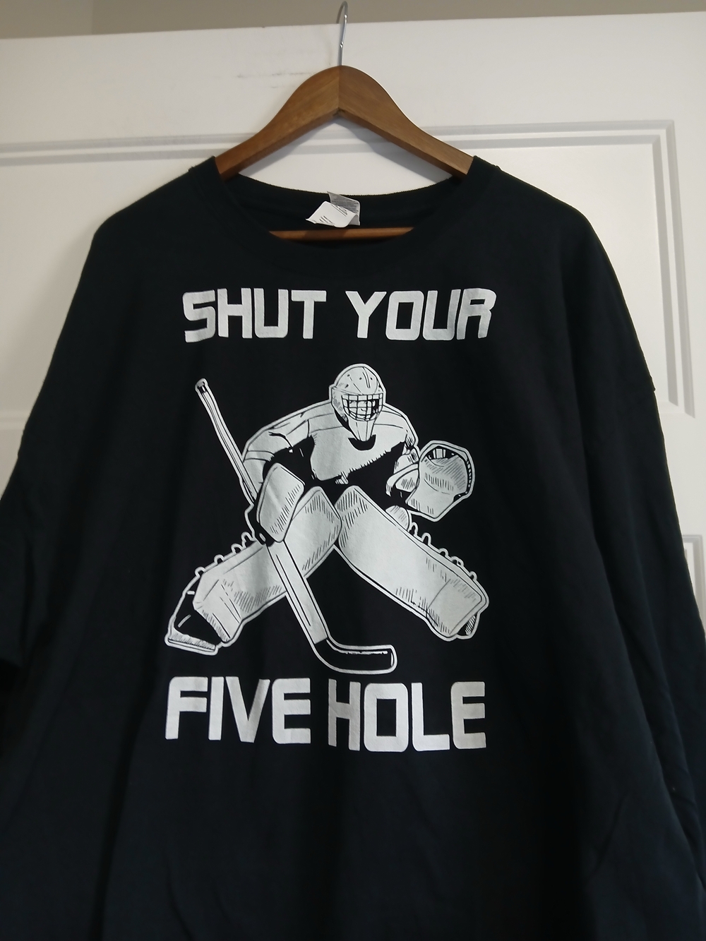 Gildan Black Long Sleeve Shirt with White Hockey Graphic